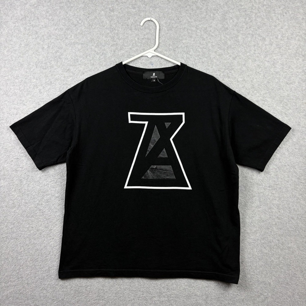 Anrealage T Shirt Mens 46 (22x26) Black Graphic Logo Made In Japan Cotton Tee